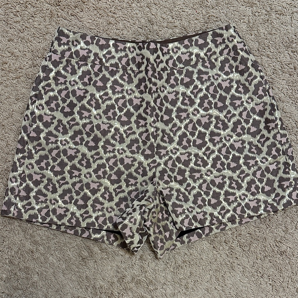 J. Crew Metallic Leopard Trouser Shorts